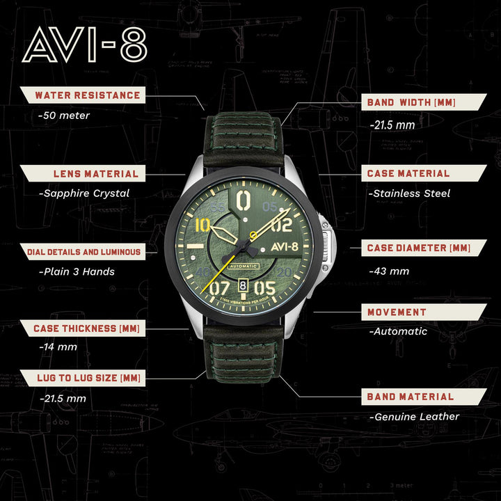 P-51 Mustang Automatic Men's Watch -  AV-4086-03