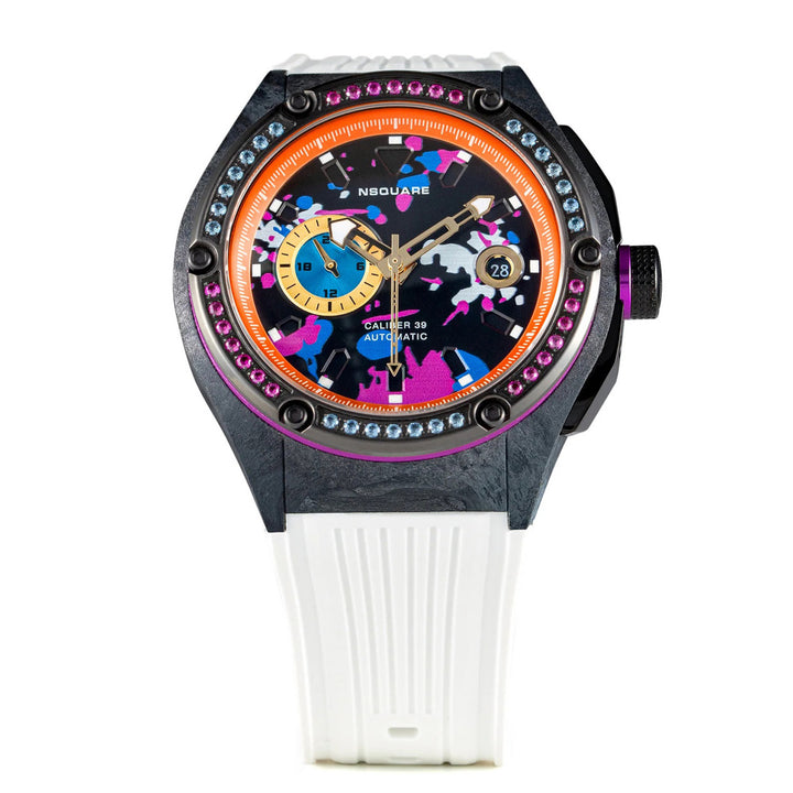 Multicoloured Multifunction Swarovski Crystal Men's Watch - G0543-N39.3