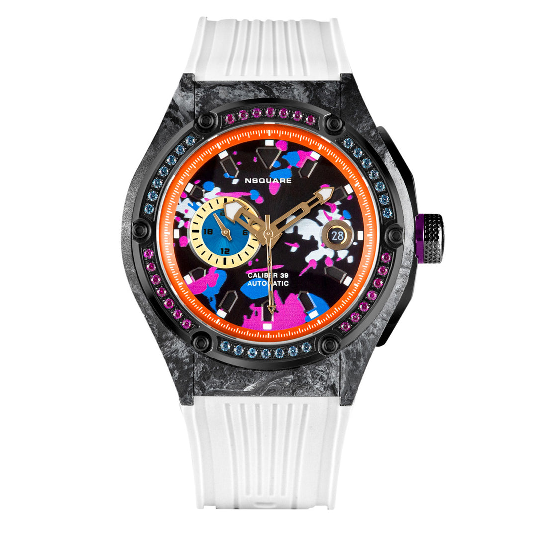 Multicoloured Multifunction Swarovski Crystal Men's Watch - G0543-N39.3