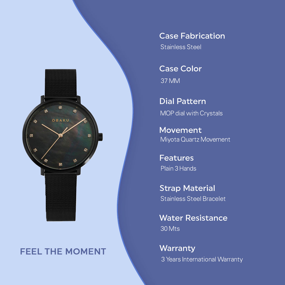 Vest-Charcoal Quartz MOP Women's Watch - V186LXBBMB