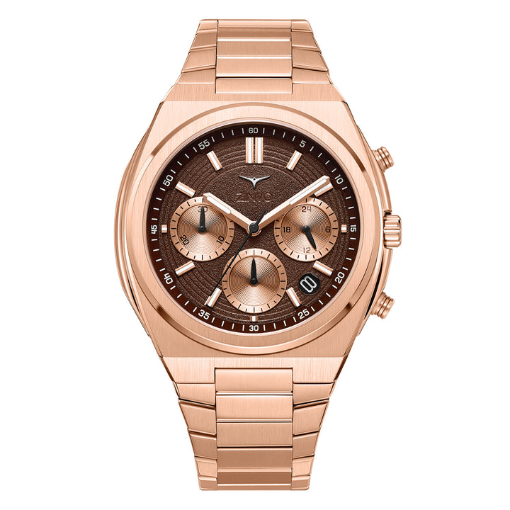 Rival Chrono Rose Gold Quartz Men's Watch With Additional Strap - 200-06