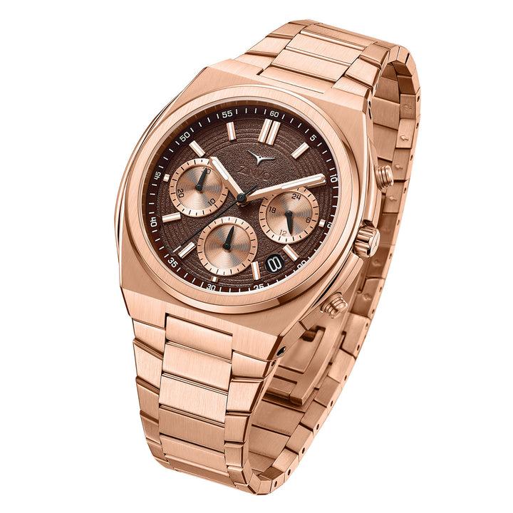 Rival Chrono Rose Gold Quartz Men's Watch With Additional Strap - 200-06