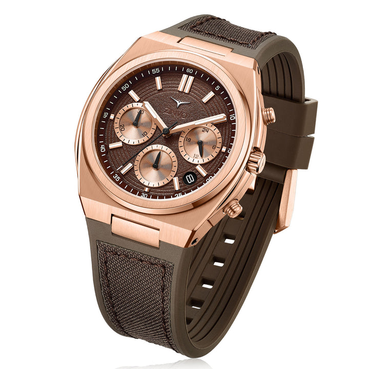 Rival Chrono Rose Gold Quartz Men's Watch With Additional Strap - 200-06