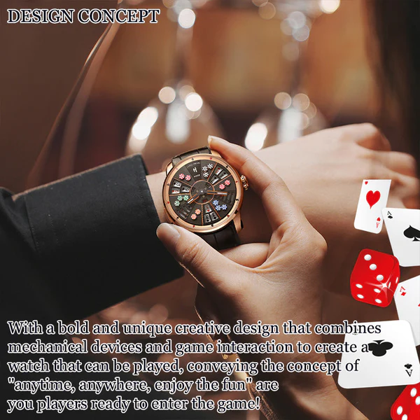 Lucky Harvey Player Series Three Card Poker Automatic Watch With Collectible Gift Box ( Silver )