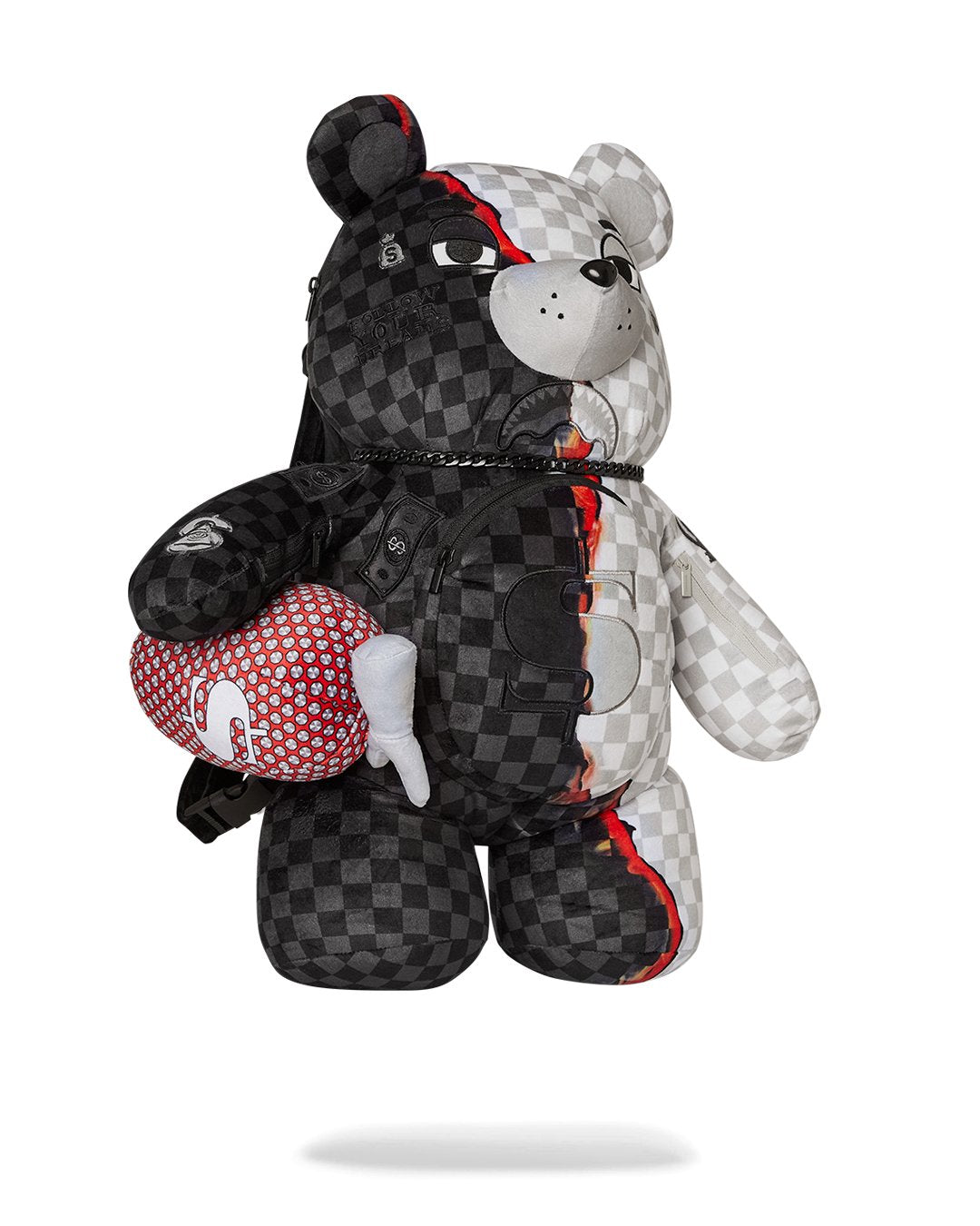 Unisex Limited Edition Black and White RING OF FIRE MONEYBEAR TEDDYBEAR BACKPACK