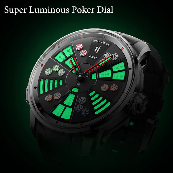 Lucky Harvey Player Series Three Card Poker Automatic Watch With Collectible Gift Box ( Silver )