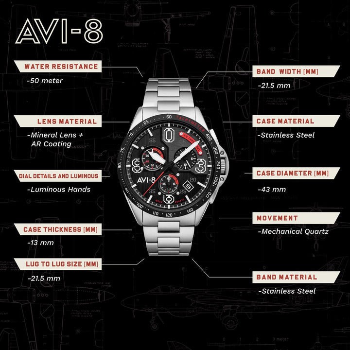 P-51 Mustang Chronograph Men's Watch - AV-4077-22