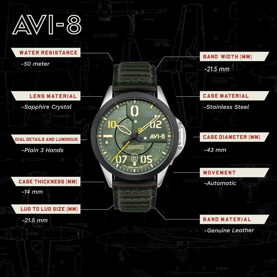 P-51 Mustang Automatic Men's Watch -  AV-4086-03