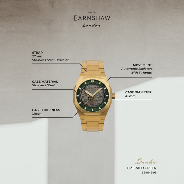 Drake Skeleton Automatic Men's Watch - ES-8142-99 – Bizotico