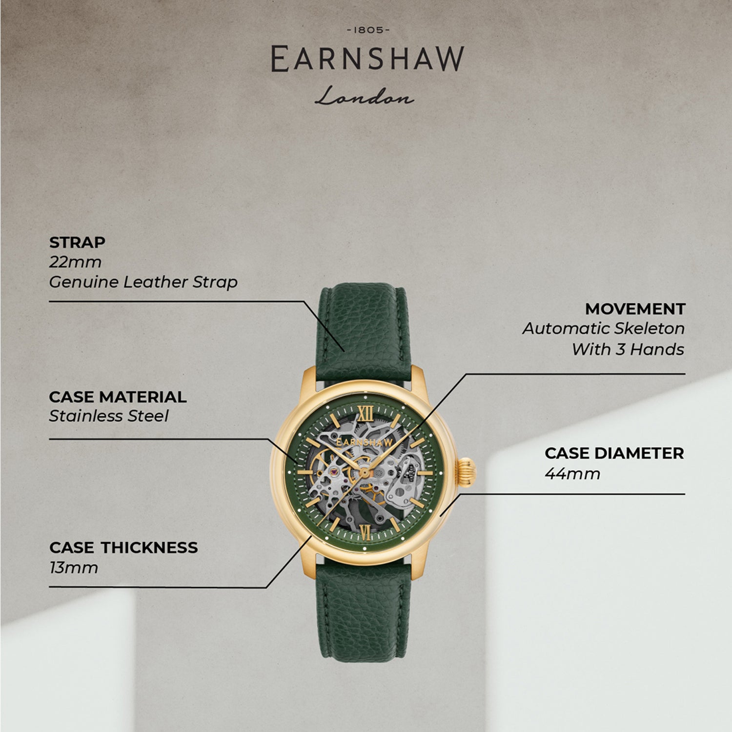 Earnshaw outlet ES-8002 Cornwall Herrenuhr