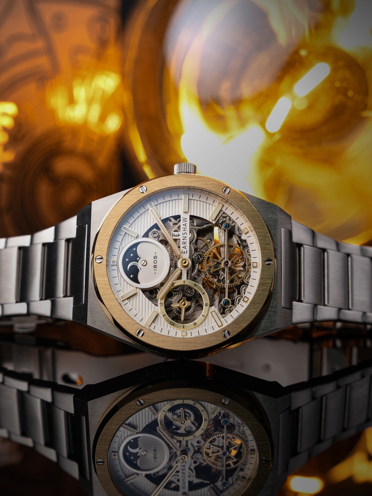 EARNSHAW 腕時計 ゴールド/ベージュ Drake Dual Time & Moonphase Automatic Men's Watch - ES-8291