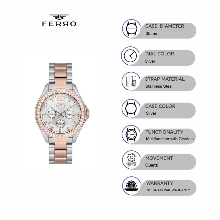 Multifunction Crystal Women's Watch - FM21140A-E