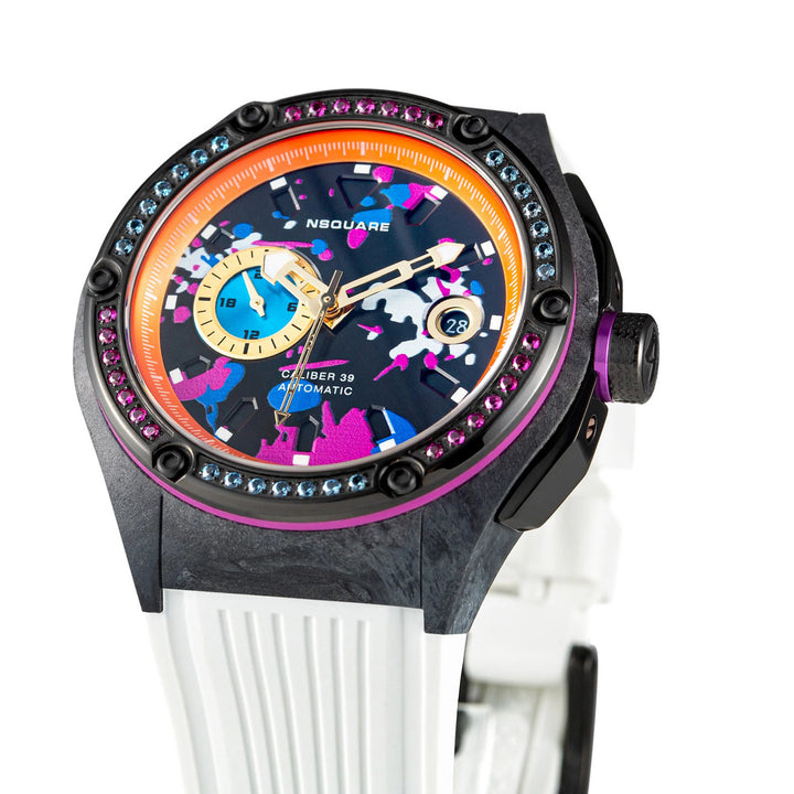 Multicoloured Multifunction Swarovski Crystal Men's Watch - G0543-N39.3