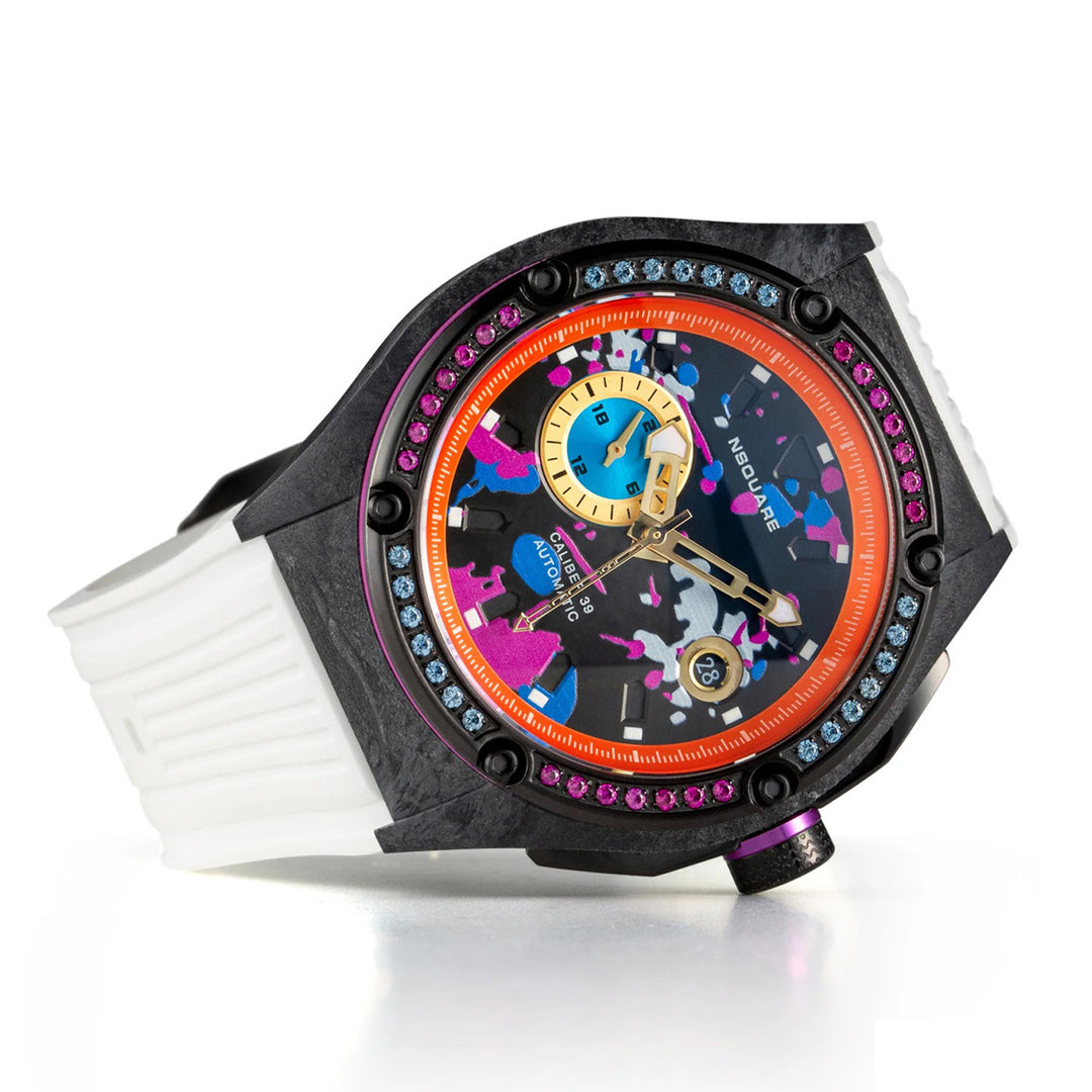 Multicoloured Multifunction Swarovski Crystal Men's Watch - G0543-N39.3