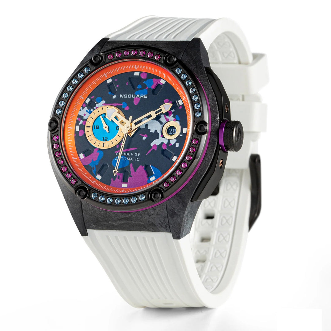 Multicoloured Multifunction Swarovski Crystal Men's Watch - G0543-N39.3