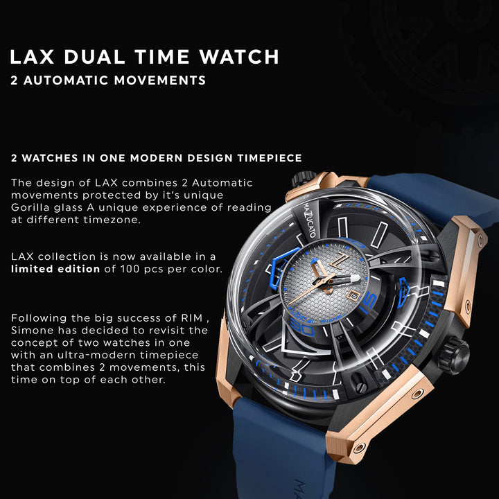 RIM LAX Dual Time Automatic Men's Watch - LAX05-KH