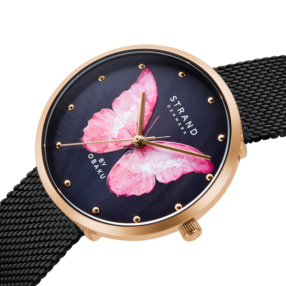 Printed Butterfly Quartz MOP Women's Watch - S700LXVBMB-DBP