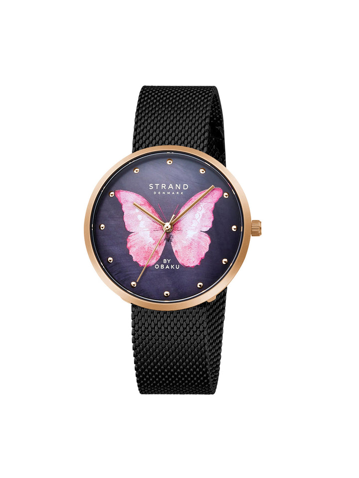 Printed Butterfly Quartz MOP Women's Watch - S700LXVBMB-DBP