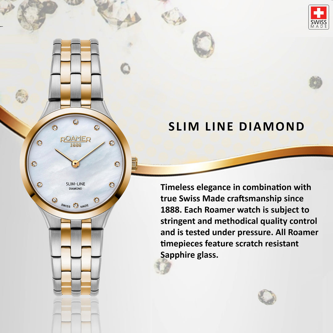 Slim-Line Diamond Quartz Women's Watch -  512847 47 89 20