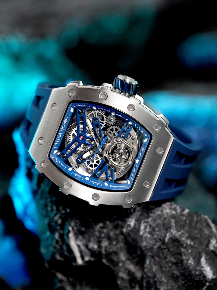 Automatic 21 Jewels Skeleton Dial Sapphire Crystal Men's Watch - TB8208A-02