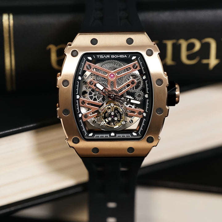 Automatic 21 Jewels Skeleton Dial Sapphire Crystal Men's Watch - TB8208A-07