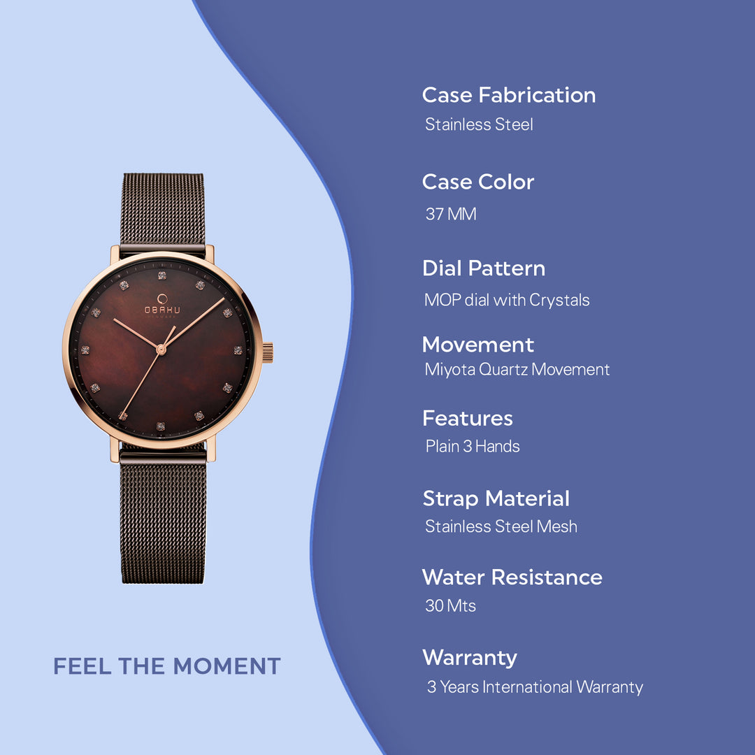 Vest Walnut Quartz MOP Women's Watch - V186LXVNMN