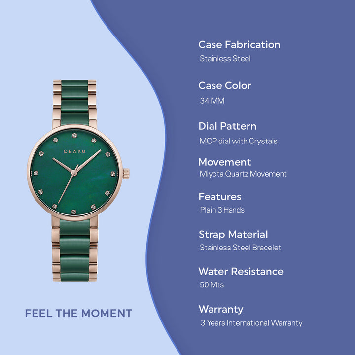 Glad Emerald Quartz Women's Watch -  V189LXVESE