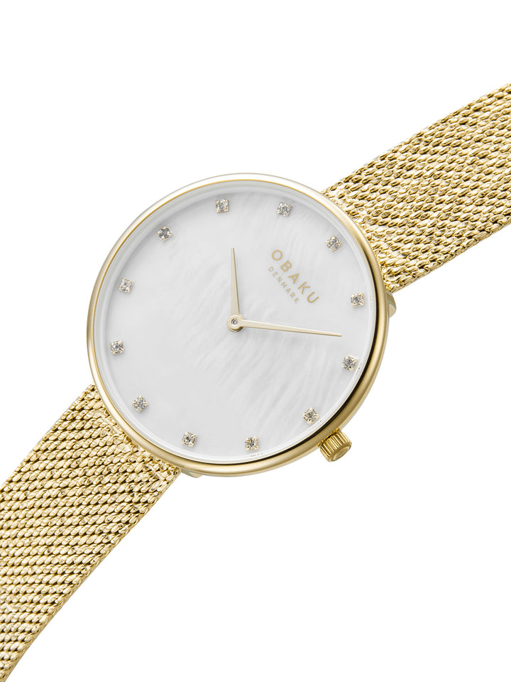 Glans Golds Crystals Quartz Women's Watch -  V288LXGWHG